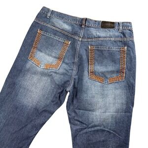 VTG Y2K Urban Label Jeans‎ Mens 42x31 Orange Stitching Baggy Skater Streetwear